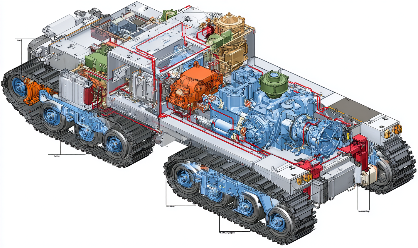 Dual-module transmission schematic for tracked vehicles